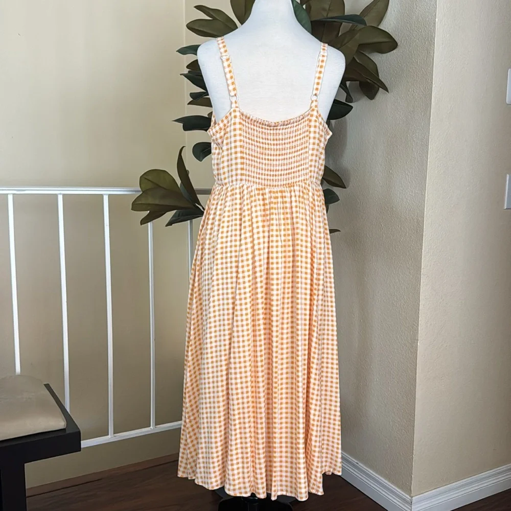 Torrid Midi Challis Skater Yellow Plaid Dress 0/L US 12 - Picture 9 of 16